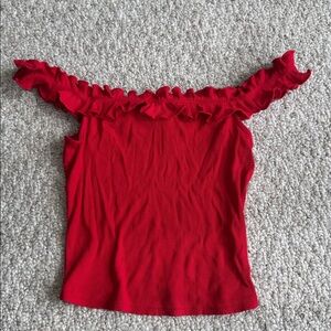 Red Ruffled Off-Shoulder Top